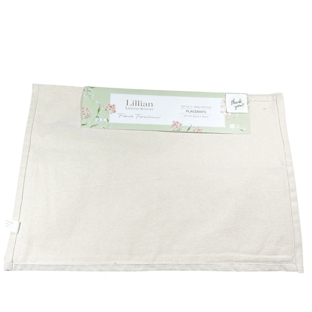 NEW Lillian August LOVE LETTERS Cotton Placemats with Pocket Set/4